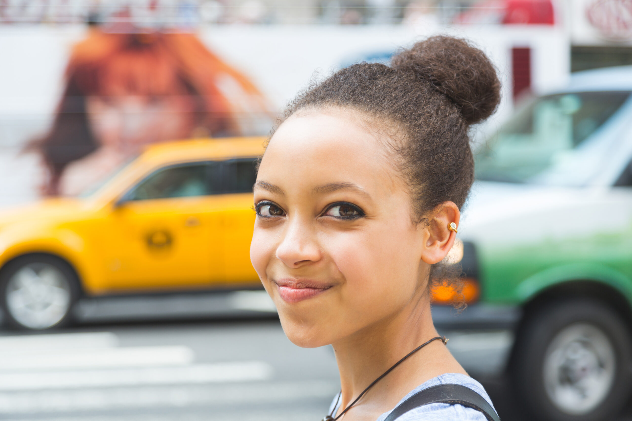 Beautiful,Mixed-race,Young,Woman,In,The,City,,Smiling,Portrait